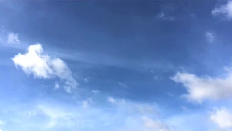 Time-lapse of blue sky with white rolling clouds from right to left side of the  Stock Footage 101955141