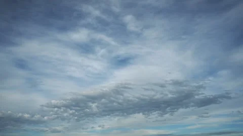 Time lapse of blueish spring clouds moving through a blue sky. Only clouds shown Stock Footage 297004398