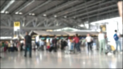 Time lapse blur background of tourist people in airport terminal building Stock Footage 107089929