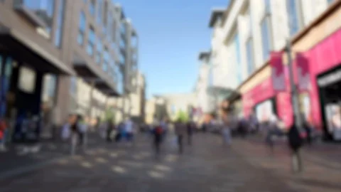 Time Lapse of Blurry Anonymous Crowd of People Walking in British City Stock Footage 119145517