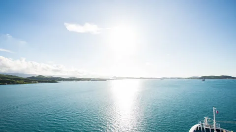 Time lapse of Boat Arrival to Tropical Noumea 263GYCR NTSC Stock Footage 33532733