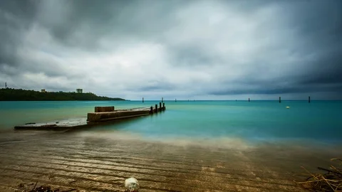 Time-lapse of a boat dock as a storm passes Stock-Footage 123950241
