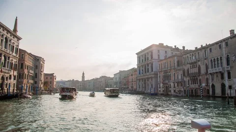 Time lapse from a boat in Venice's Grand Canal Stock Footage 129592017