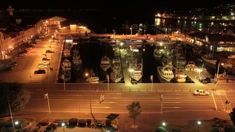 Time Lapse of Boats Docked at Night in Hobart Harbour Tasmania Stock Footage 341352254