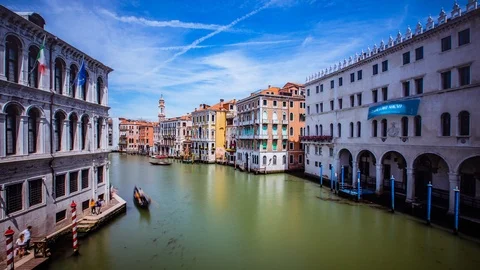 Time Lapse - Boats Going Through Canal Grande in Venice Italy - 4K Stock Footage 117170507