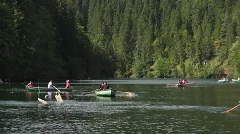 Time lapse of boats on a lake Stock Footage 42017451