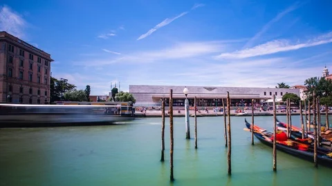 Time Lapse - Boats Passing Through Canal Grande Venice Italy - 4K Video stock 112240807