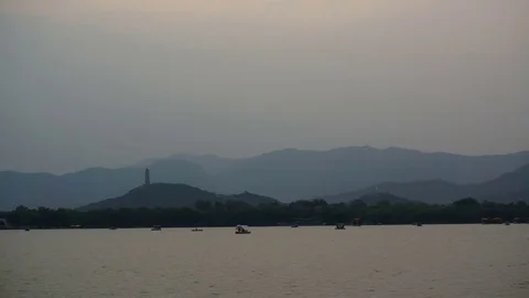Time Lapse of Boats on River Evening Time Stock Footage 77695367