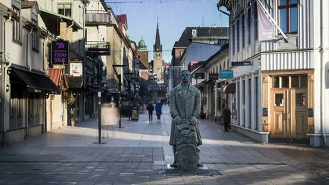Time-lapse of Borås CBD Mainstreet Stora Brogatan Vidéo 82382925