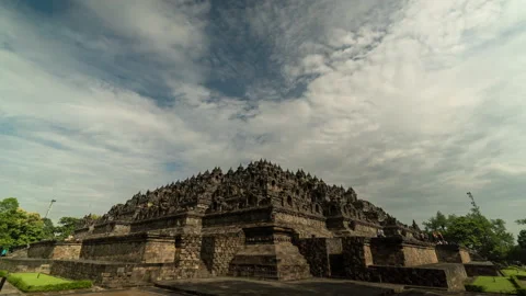 Time Lapse of Borobudur Buddhist Temple in Magelang Central Java Indonesia Stock Footage 137430770