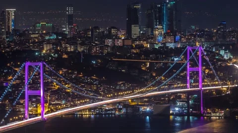 Time Lapse Bosphorus Bridge at night 4K 스톡 동영상 49510836