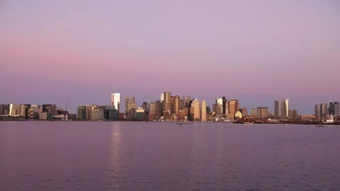 Time Lapse of Boston Skyline Sun Rise Stock Footage 308464153