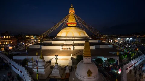 Time lapse of Boudhanath stupa, biggest Tibetan style stupa in Kathmandu city Stock Footage 111747249