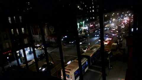 Time-lapse Bowery traffic from the view of a fire escape Stock Footage 231087279