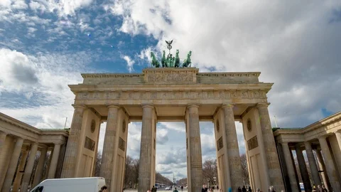Time lapse. Brandenburg Gate or Brandenburger Tor in Berlin, Germany is a famous Stock Footage