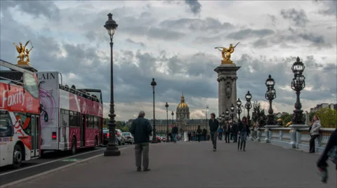 Time lapse on bridge Alexandre III in Paris, France Stock Footage 32748349