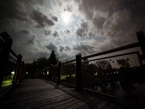 Time lapse bridge and moon Stock Footage 82609658