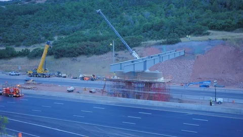 Time lapse bridge construction in the mountains Stock-Footage 93284310