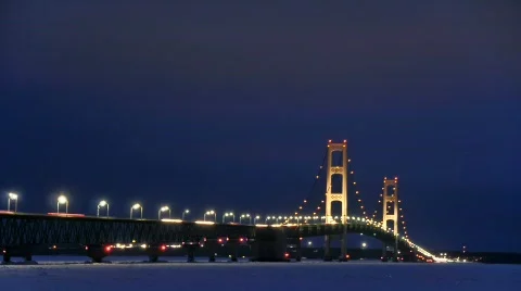 Time-lapse Bridge at night hd Stock Footage 321605