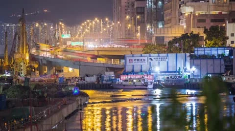 Time Lapse of Bridge Night Traffic Video stock 20442646