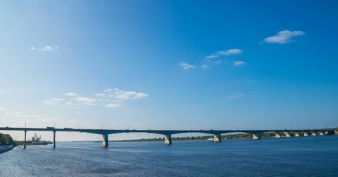 Time lapse - bridge over the river Stock Footage 79837156
