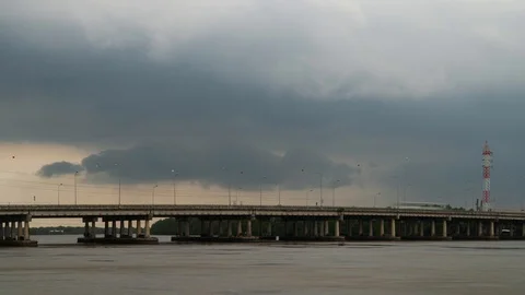 Time lapse the bridge Rain cloud. Stock Footage 117752237
