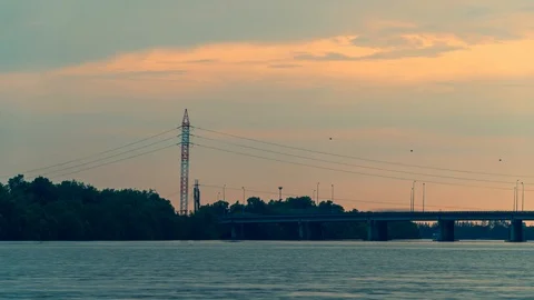 Time lapse the bridge Rain cloud. Stock Footage 117992414