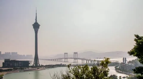 Time Lapse of bridge traffic in Macao 스톡 동영상 20480938