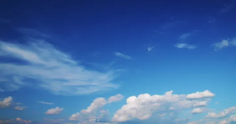 Time lapse bright blue sky with cirrus and cumulus clouds. Stock Footage 201861061