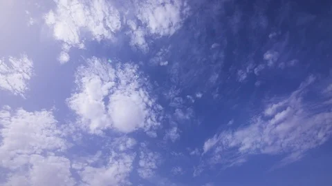 Time lapse of bright clouds with lens glare Stock Footage 97499054