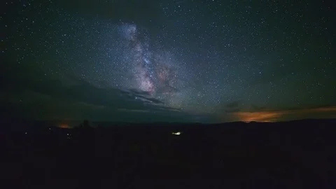 Time Lapse Bright milky way over oregon smoke wildfires Stock Footage 81978381
