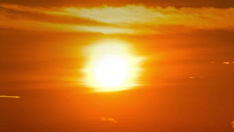 Time Lapse Bright Orange Sunset Sun Sets Behind the Clouds 스톡 동영상 211680838