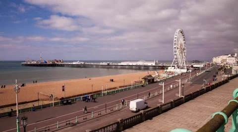 Time lapse of Brighton seafront and pier Stock Footage