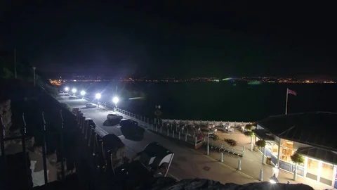 Time lapse of British seaside at night Stock Footage 73560099