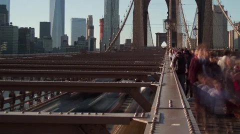 Time lapse on the Brooklyn Bridge Stock Footage 52890638