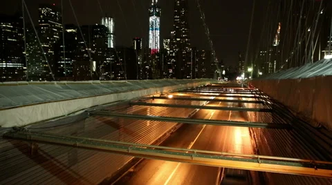Time Lapse of Brooklyn Bridge at Night Stock-Footage 44235522