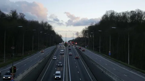 Time Lapse Brussels Highway Traffic Stock Footage 73342309
