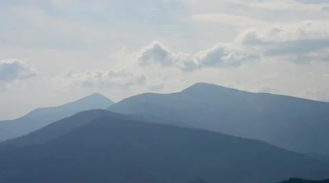 Time lapse - bubbling cumulus clouds over Carpathian Mountains Stock Footage 54081903