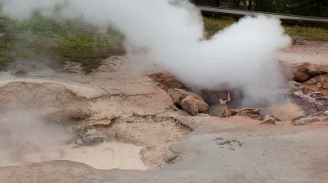Time lapse Bubbling Red Spouter Mud Pot, Yellowstone National Park, Wyoming Stock Footage 58009537