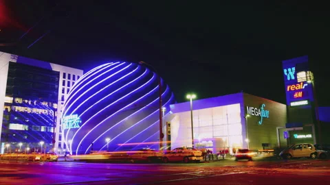 Time lapse of Bucharest Imax from the AFI Cotroceni shopping complex Stock Footage 296167359