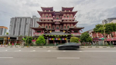 Time-lapse of Buddha Tooth Relic Temple landmark of singapore Stock Footage 249618577