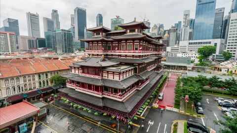 Time-lapse of Buddha Tooth Relic Temple landmark of singapore Stock Footage 249619010