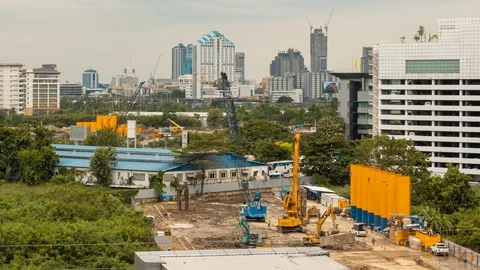 Time lapse, Building activity construction in Bangkok, Thailand. Stock Footage 106671277