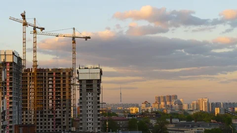 Time-lapse of building construction Stock Footage 107474680
