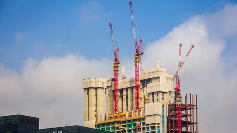 Time Lapse Building Construction Site Working Video stock 94665407