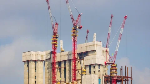 Time Lapse Building Construction Site Working (tilt up) Stock Footage 94665429