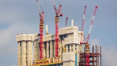 Time Lapse Building Construction Site Working (zoom in) Video stock 94665435