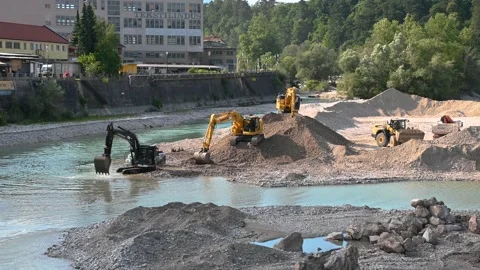 Time lapse: building construction site at the river bank Stock Footage 135510258