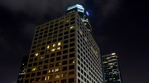 Time Lapse of Building at Night Downtown Los Angeles Stock Footage 31741920
