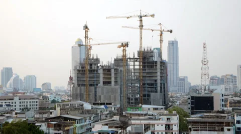 Time lapse of Building Under Construction in Bangkok Stock Footage 35767122